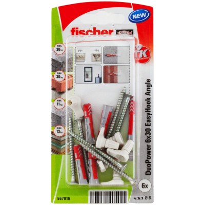 Set 6 buc diblu nylon EasyHook fischer 6x30, cu carlig unghiular, DuoPower foto