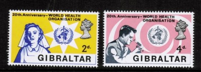 Gibraltar 1968 - Medicina, WHO, serie neuzata foto