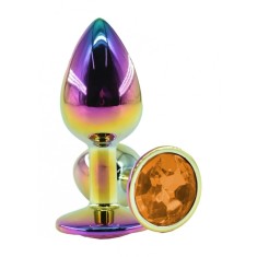 Dop Anal Metalic, Small, Multicolor, Piatra Portocaliu, Guilty Toys
