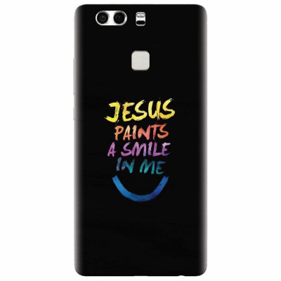 Husa silicon pentru Huawei P9, Jesus Paints A Smile In Me foto