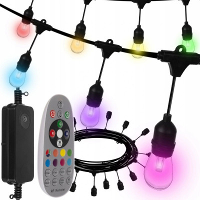 Ghirlanda cu becuri LED RGB, 15 m, 21 moduri iluminare, senzor sunet, telecomanda foto