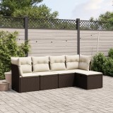 Gossi set canapele de gradina cu perne, 5 piese, maro, poliratan