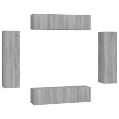 Set dulapuri TV, 6 piese, gri sonoma, lemn prelucrat