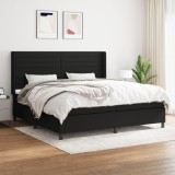 Cumpara ieftin Pat box spring cu saltea, negru, 200x200 cm, textil