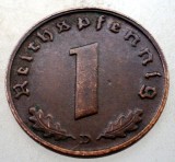 B.118 GERMANIA 1 REICHSPFENNIG 1938 D, Europa, Bronz