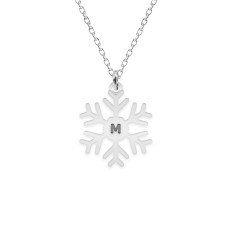 Little Snowflake - Colier personalizat fulg si litera din argint 925