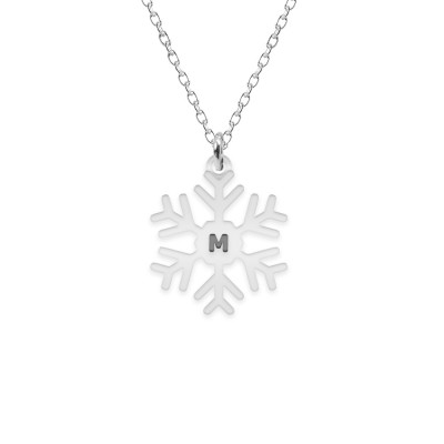 Little Snowflake - Colier personalizat fulg si litera din argint 925 foto