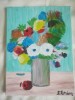 TABLOU PE PANZA CU SASIU NOU 30 X 40 CM VAS CU FLORI PRET DOAR 10 LEI