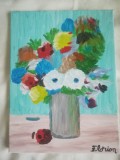 TABLOU PE PANZA CU SASIU NOU 30 X 40 CM VAS CU FLORI PRET DOAR 10 LEI