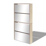 Cumpara ieftin Pantofar cu 4 niveluri si oglinda, stejar, 63 x 17 x 134 cm