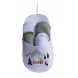 Cumpara ieftin Set 4 perechi papuci casa in suport textil multicolor model Craciun II cm 26 x 11,5 x 49 H