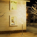 vidaXL Mesteacăn cu LED, alb, 672 LED-uri alb calde, 400 cm