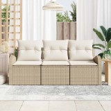VidaXL Set de canapele pentru grădină 3 pcs Bej, alb Rattan poli