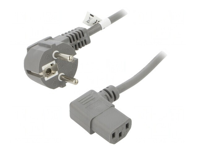 Cablu electric 2m cu ştecăr unghiular și conector IEC C13.