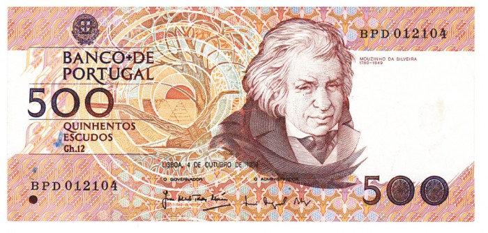 Portugalia 500 Escudos 1989 P-180 Seria 012104