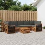 vidaXL Set de canapele de exterior cu pernă 8 pcs Natural și Antracit 3384143
