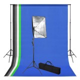Cumpara ieftin Kit studio foto cu fundal si lumina cu softbox