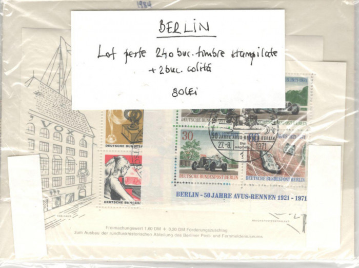 BERLIN.Lot peste 240 buc. timbre + 2 buc. colite stampilate
