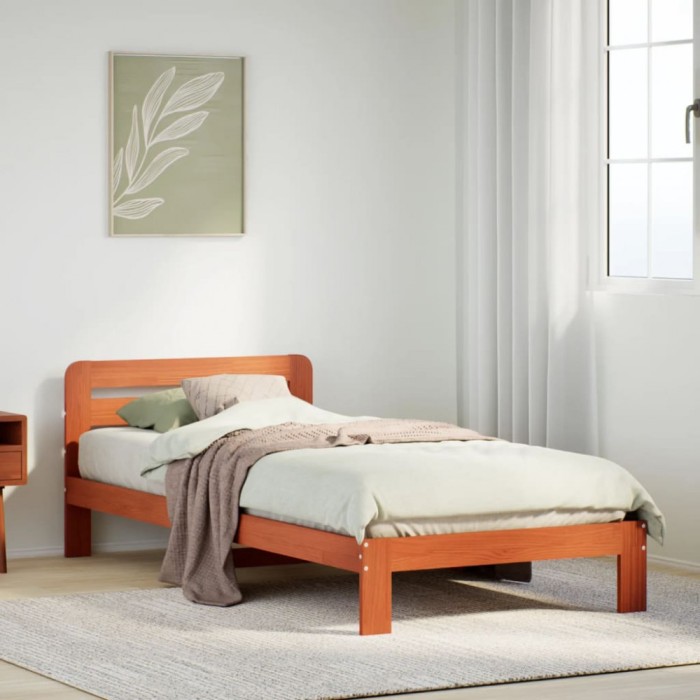 vidaXL Cadru pat fără saltea, maro ceruit, 75x190 cm, lemn masiv pin 855566