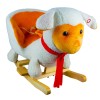 Balansoar Bebe Oita Lemn Plus 60x34x45 cm, cu sunete si roti, Centura Siguranta, Jucarie Interior Sigura si Confortabila