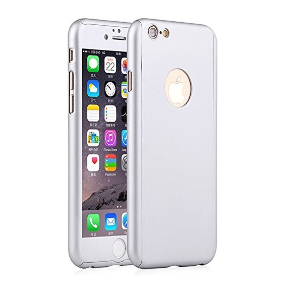 Husa pentru Apple iPhone 6 / Apple iPhone 6S Argintiu cu acoperire completa 360 grade cu folie protectie sticla gratis