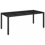 Cumpara ieftin Masa gradina cu blat din sticla, negru, 190x90x75 cm, poliratan