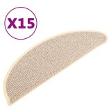 Cumpara ieftin Covorase pentru scari, 15 buc., 56x17x3 cm, alb si maro, semirotunde