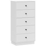 HOMCOM Comoda Sideboard cu 5 sertare Comodă din lemn &icirc;n stil modern 47 x 29 x 95 cm Alb | Aosom Romania