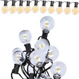 Cumpara ieftin Ghirlandă Luminoasă LED Impermeabilă, Interconectabilă, 5 m, 10 Becuri Glob, Alb Cald, Exterior/Interior