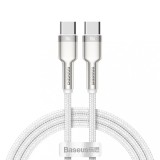 CABLU alimentare si date Baseus Cafule Metal, Fast Charging Data Cable pt. smartphone, USB Type-C la USB Type-C 100W, braided, 1m, alb &quot;CATJK-C02&quot; (ti