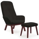 Cumpara ieftin Scaun de relaxare cu taburet, negru, catifea