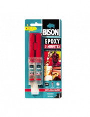 Adeziv metal de reparare, bicomponent rapid BISON Epoxy 5min 2x12ml foto