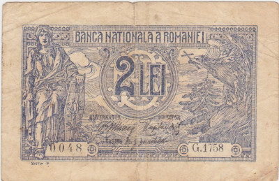 ROMANIA 2 LEI 1915 F foto