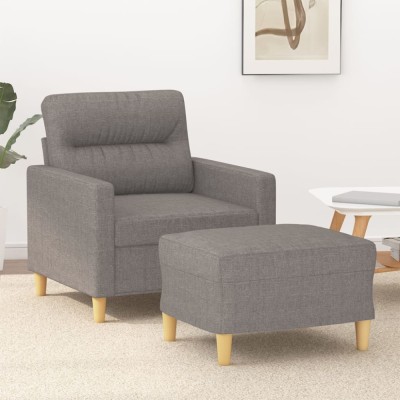 vidaXL Fotoliu canapea cu taburet, taupe, 60 cm, material textil foto