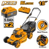 Masina tuns iarba 40 v cu 2 acumulatori 5 ah, 460 mm, 60 l - Ingco LMLI20182