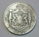 Replica 1/1 după moneda de argint de 5 lei 1885
