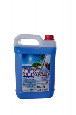 Solutie detergent pentru geamuri, Cloret, cu alcool, 5 L, Ocean Fresh foto