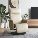 VidaXL Fotoliu rabatabil cu suport de picioare, crem, piele ecologică