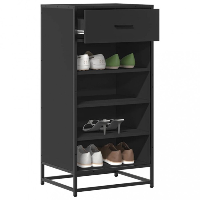 Gossi suport pentru pantofi negru 48x38x97,5 cm lemn prelucrat