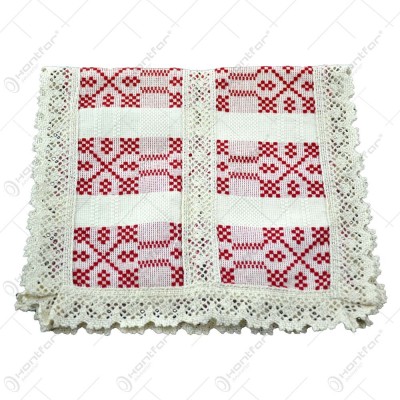 Servetel artizanat din bumbac 45&amp;times;25 CM Crem/Rosu foto