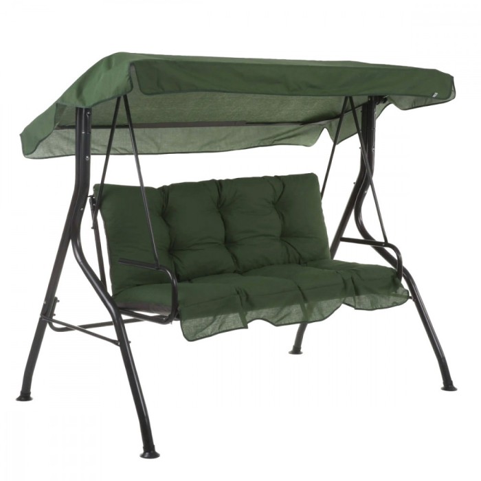 Balansoar de gradina 3 locuri, verde, otel, 167 x 110 x 156 cm, sarcina maxima 210 kg