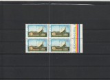 ROMANIA 1977 LP 930 STATIA DE TELECOMUNICATII SPATIALE CHEIA BLOC DE 4 TIMBRE, Nestampilat