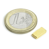 Magnet neodim bloc, 10x5x2&nbsp;mm, putere 1,3 kg, N50, placat aur