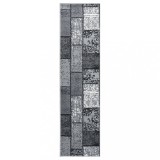 Cumpara ieftin Covor traversă, gri cu dreptunghiuri, 60x350 cm, BCF