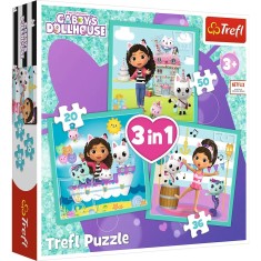 Puzzle Trefl 3in1 Gabbys Dollhouse Activitatile Lui Gabby