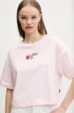 Converse tricou din bumbac femei, culoarea roz, 10028306-A03
