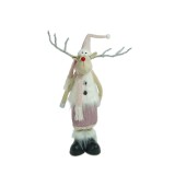 Ornament de craciun ren cu picioare telescopice, flippy, roz/alb, textil, 72 cm