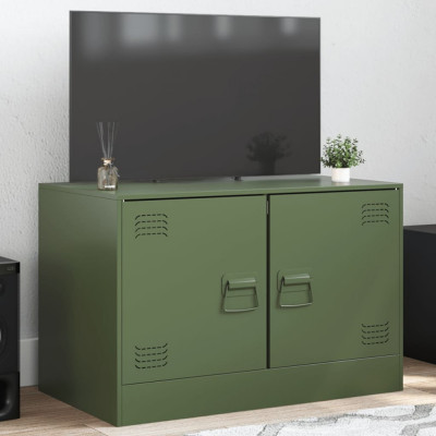 vidaXL Comodă TV, verde măsliniu, 67x39x44 cm, oțel foto