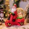 Decoratiune craciun, tip motocicleta, glob 10 cm, figurine mos craciun, 3 moduri, functie muzicala, zapada in miscare, functioneaza cu baterii ( 3 x a