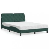 vidaXL Pat cu saltea, verde &icirc;nchis, 120x200 cm, catifea 3208649